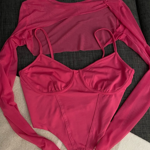 Pink Two Piece Crop Top - Picture 3 of 3